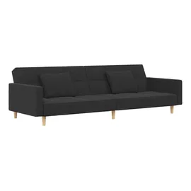 vidaXL Schlafsofa 2-Sitzer mit 2 Kissen Dunkelgrau Stoff