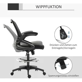 Vinsetto Mesh Ergonomischer Bürostuhl Schwarz