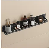 doporro Duschablage ohne Bohren, Duschregal magnetisch und selbstklebend, Badezimmer Organizer und Wandregal für Bad und Dusche mit Abtropfschlitzen, aus rostfreiem Metall, Hochglanz Schwarz,