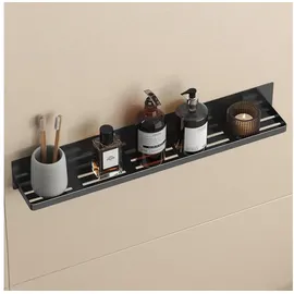 doporro Duschablage ohne Bohren, Duschregal magnetisch und selbstklebend, Badezimmer Organizer und Wandregal für Bad und Dusche mit Abtropfschlitzen, aus rostfreiem Metall, Hochglanz Schwarz,