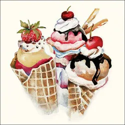 20 Servietten Papier 33x33cm 3-lagig - hochwertige Einweg Papierservietten für Sommer Picknick Gartenparty Kindergeburtstag Eiscreme Party