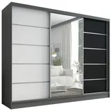 A&J MöbelLand Schiebetürenschrank AURELIA 1 200 x 215 x 59,5 cm Grau/Schwarz/Weiß