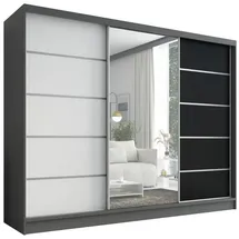 A&J MöbelLand Schiebetürenschrank AURELIA 1 200 x 215 x 59,5 cm Grau/Schwarz/Weiß