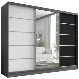 A&J MöbelLand Schiebetürenschrank AURELIA 1 200 x 215 x 59,5 cm Grau/Schwarz/Weiß