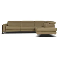 Ecksofa CALIA ITALIA "Pier, Design und erstklassiger Sitzkomfort im Einklang, L-Form" Sofas Gr. B/H/T: 310cm x 78cm x 202cm, Leder BULL, Ottomane rechts, ohne elektrische Relax, beige in hochwertigem Lederbezug, 310 cm Breite