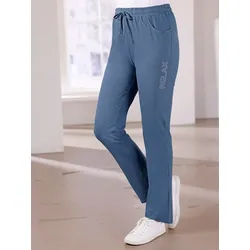 Schlupfhose, Damen, Gr. 42, Normalgrößen, blau (jeansblau), 100% Baumwolle, unifarben, Hosen