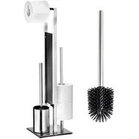 Wenko WC-Garnitur Rivalta Edelstahl/Glas mit Silikon-Ersatzbürste