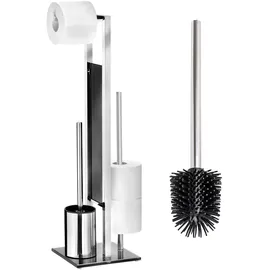 Wenko WC-Garnitur Rivalta Edelstahl/Glas mit Silikon-Ersatzbürste
