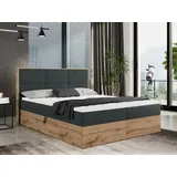 Boxspringbett, Doppelbett mit bettkasten - Albero-2 - 160x200cm - Grau - H3 - Grau