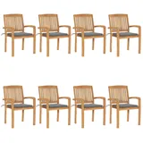 vidaXL Stapelbare Gartenstühle mit Kissen 59,9 x 96,1 x 27,8 cm braun 8 St.