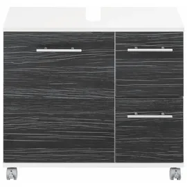 WELLTIME Waschbeckenunterschrank WELLTIME "Emmi, Breite 65 cm made in Germany", grau (weiß, zebrino grau), B:65cm H:60cm T:32cm, FSC-zertifizierter Holzwerkstoff, Schränke, Waschbeckenunterschrank, Siphonausschnitt, Metallbeschläge