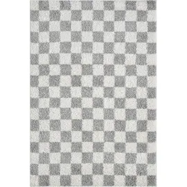 OTTO home Hochflor-Teppich OTTO HOME "Kiiki, Karo-Muster" Gr. 6, grau, B:200cm H:30mm L:300cm, Kunstfaser, Teppiche, Kariert, auffälliges Schachbrettmuster, Wohnzimmer, Schlafzimmer