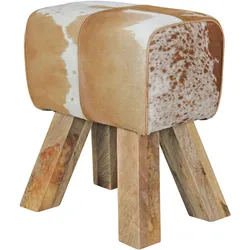 Kadima Design Ziegenfell-Sitzhocker, Moderner Landhausstil, Haarleder - Komfortabel & Stilvoll. Braun, Material: Tierfell, 40x30x47 cm