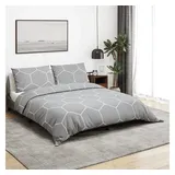 vidaXL Bettwäsche-set Grau 200x220 Cm Baumwolle