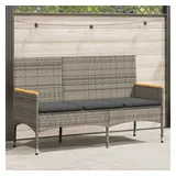vidaXL Gartenbank 3-Sitzer mit Kissen Grau Poly Rattan
