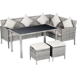 Outsunny Gartenmöbel-Set PE-Rattan, Metall, Polyester, Gehärtetes Glas