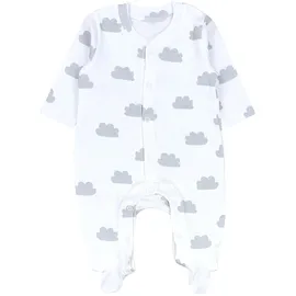 TupTam Baby Jungen Schlafstrampler mit Fuß 3er Pack, Farbe: Weiß grau wolken sterne punkte), Größe: 74 - 74