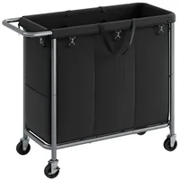 Songmics Wäschekorb 3 Fächer 200 Liter mit Rollen und Griff