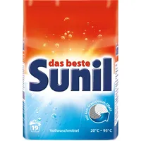 Sunil aktiv Pulver - Vollwaschmittel - für 19 Wäschen - Flecklösekraft, hautverträglich, mikroplastikfrei, vegan - 1,2 kg