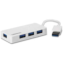 TRENDNET TRENDnet, TU3-H4E, 4-Port USB 3.0 Hub, Plug & Play, kompakter USB 3.0 Hub, kompatibel mit Linux, Windows, Mac, Nintendo Switch, abwärtskompatibel mit USB 2.0, weiß