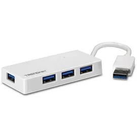 TRENDNET TRENDnet, TU3-H4E, 4-Port USB 3.0 Hub, Plug & Play, kompakter USB 3.0 Hub, kompatibel mit Linux, Windows, Mac, Nintendo Switch, abwärtskompatibel mit USB 2.0, weiß