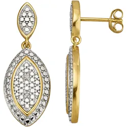 Paar Ohrhänger FIRETTI "Schmuck Geschenk Silber 925 Ohrschmuck Ohrringe Statement Navette", silber (gelbgoldfarben, silberfarben), Ohrringe, Damen, 0,02 ct P3 = leicht erkennbare Einschlüsse, Silber 925 (Sterlingsilber)-Diamanten, Silber 925 (Sterlingsilber), Diamanten, mit Diamant