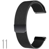 ZHjuju Mesh Woven Metal Uhrenarmband,Schnellverschluss Uhrenarmband mit Magnetverschluss Smart Watch Armbänder für Herren Damen 22mm schwarz.