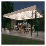 vidaXL Pavillon mit LED-Lichterkette 3x4 m Cremeweiß