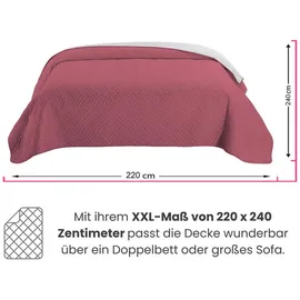 Wometo Tagesdecke 220 x 240 cm rosa/grau