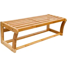 Relaxdays Badregal, Hellbraun, Holz, 60x20x25 cm, Badezimmer, Badezimmerregale, Badregale