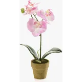 artplants.de Kunstblume Phalaenopsis Orchidee Seth im Dekotopf, rosa, 25cm - Deko Orchidee
