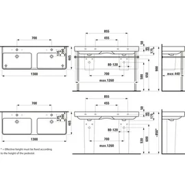 Laufen Pro S Doppelwaschtisch 130 x 47 cm (8149684001091)