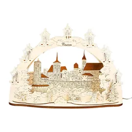 holzkunst schönberg 3D LED Schwibbogen Bautzen Stadtansicht - Holzkunst aus Sachsen - mit Netzkabel | Lichterbogen Weihnachten