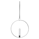 MARELIDA Dekoring mit LED Kerze Flamme - mit Aufhänger - D: 28,5cm Timer Batterie silber