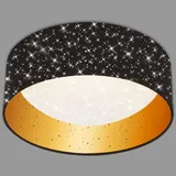 Briloner - LED Deckenlampe mit Sternenhimmel, Lampenschirm aus Stoff, neutralweiße Lichtfarbe, LED Deckenleuchte, LED Lampe, Wohnzimmerlampe, Schlafzimmerlampe, Küchenlampe, 32x12 cm, Schwarz-Gold