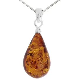 Ostsee-Schmuck Kette mit Anhänger Tropfen Silber/Bernstein