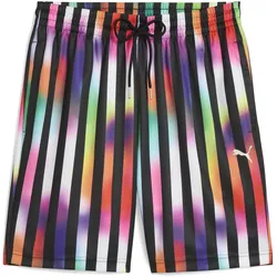 Sporthose PUMA "EQUAL LOVE CONFEDERATION 7" Shorts Erwachsene", Herren, Gr. L, Normalgrößen, schwarz (schwarz aop), Obermaterial: 100% Polyester; Taschenfutter: 100% Polyester, mehrfarbig, relaxed fit, Hosen