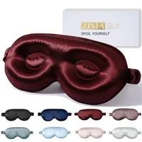 ZIMASILK Verstellbare 22 Momme 100% reine Maulbeerseide Schlafmaske, 3D konturierte Cup-Augenmaske zum Schlafen, superweiche, atmungsaktive Augenbinde, blockiert Licht zum Schlafen (Burgundy)