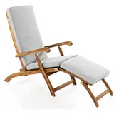 Ergonomische Saunaliege/Sonnenliege inkl. Auflage, ca. 97/149 x 56 x 96 cm - Akazienholz