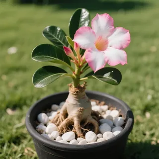 Wüstenrose/Adenium obesum/Sukkulent Wüstenrose/Zimmer Wüstenrose-Mehrjährig winterhart,Herbstpflanzung für Frühlingsschönheit-4 Rhizome-F