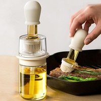 GUOMIS Ölflaschenpinsel, 2 in 1 Glas Ölflaschenpinsel, Silikon Grillpinsel zum Kochen, Backen, Grillen, Küchenhelfer (1 Stück weiß)