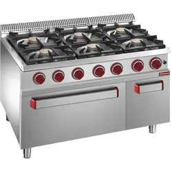 Gasofen GN 2/1 Gasherd 6-Brenner als Standgerät 1100x730x920mm Gasbrenner