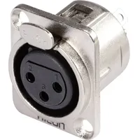 HICON HI-X3DF-G XLR-Steckverbinder Flanschbuchse, Kontakte gerade Polzahl: 3 Schwarz