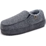 ONCAI Hauschuhe Herren Pantoffeln Wärme Streifen Baumwolle-mischung Slipper Komfort Yoga-Matte Filz geschlossene Slippers Cord Indoor Outdoor rutschfester Gummisohle Filz Dunkel Grau Größe 47 - 47 EU