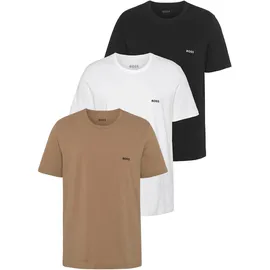 Boss T-Shirt »Rundhals ONE« Packung, 3er-Pack, 3 Stk. mit dezentem Logo-Print Gr. XL (54), Medium_Beige265, - RN 3P Classic, Kurzarm, Cotton, uni Schwarz/Weiß/Hellbraun