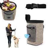 MEISO Futterbeutel für Hunde,Hundetraining Treat Pouch,Leckerlibeutel fur Hunde,Tragbare Dog Snack Tasche Abnehmbare Hundetraining Treat Pouch,Hundetraining Futterbeutel,Futtertasche (Braun)