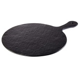 APS Tablett Slate Rock, Ø 30 cm, H: 1,5 cm, Melamin, schwarz, Schieferloo, strukturierte Oberfläche