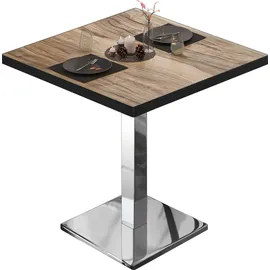 GGM Möbel Bistrotisch 60 x 60 x 75 cm Braun/Schwarz