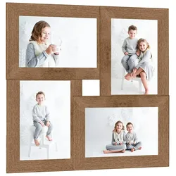 vidaXL Collage Bilderrahmen für 4x(13x18 cm) Fotos Hellbraun MDF
