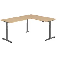 Bümö Eckschreibtisch, Eiche, Graphit, Nachbildung,Eiche, Rechteckig, 180x74x240 cm, FSC